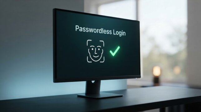 Passwordless Login Facial Verification Success on Desktop Screen