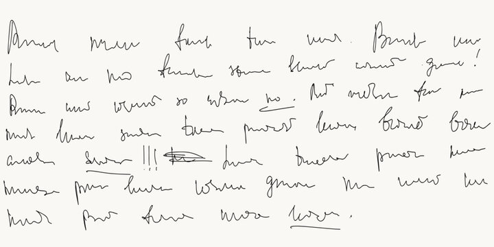 Vector abstract illegible handwritten text. Vintage grunge bad calligraphy script, old book document. illustration of monochrome unreadable handwriting cursive poetry paragraph