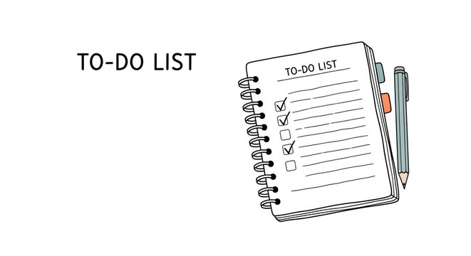 Hand-drawn to-do list notebook icon isolated on a clean transparent background for professional project planning and task management organization