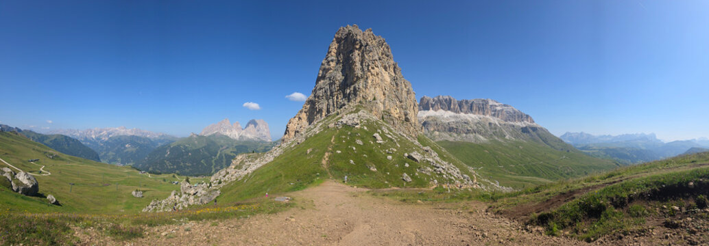 Mountain Sas Bec? (2,423 m above sea level), located in the Dolomites along the scenic trail near the Pordoi Pass, on the border between Trentino-Alto Adige and Veneto