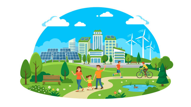 Sustainable eco friendly city with renewable energy resources
