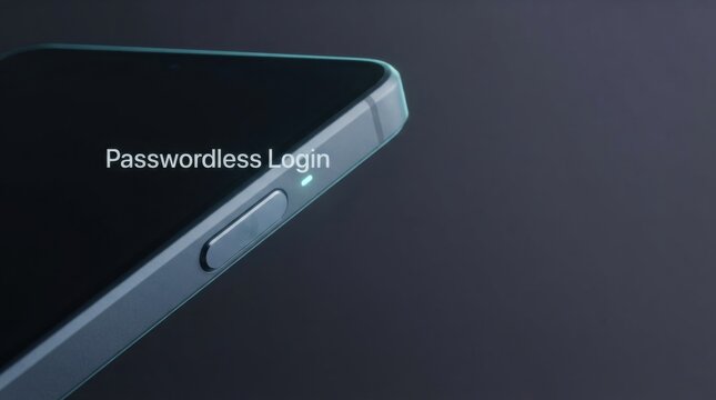 Passwordless Login Label on Smartphone Edge With Fingerprint Button