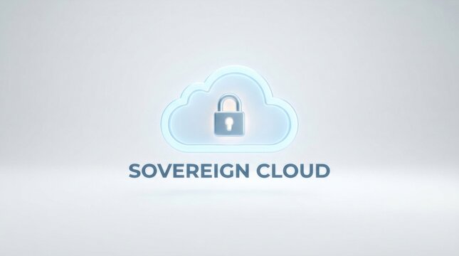 Sovereign Cloud Padlock and Cloud Icon on Light Background