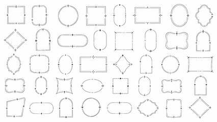 Obraz premium Minimal Decorative Frame and Border Icon Collection with Elegant Geometric Outline Shapes on White Background