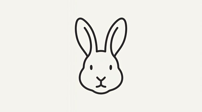 Minimalist Rabbit Head Silhouette Outline Icon Simple Bunny Face Contour Line Graphic Symbol bunny rabbit head outline silhouette icon minimal simple graphic symbol line art animal pet easter hare