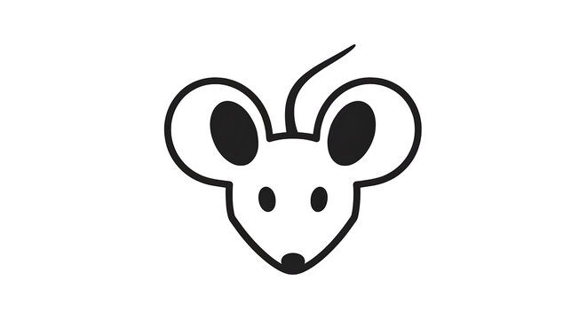 Minimalist Mouse Face Vector Icon Graphic Design Isolated on a Transparent Background for Simple Digital Branding and UI Web Interface