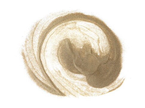 Desert fine sand scattered, isolated on white background, top view