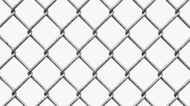 Seamless pattern of a metal chain link fence on a white background