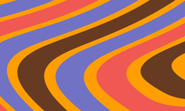 Abstract Curved Wave Pattern Retro Vintage Hippie Psychedelic 60s 70s Aesthetic Colorful Wallpaper