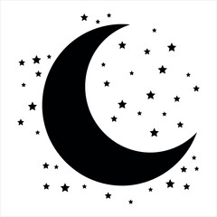 Crescent Moon and Stars Vector © Khadijatul