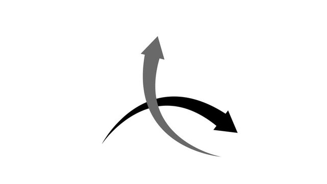 Two curved arrows pointing in opposite directions minimal animation