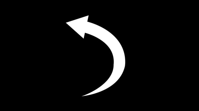 Curved back arrow icon simple and minimal symbol for return undo or turn left animation
