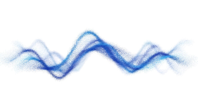 Abstract blue wave lines. Digital sine wave illustration. Fluid particle flow design elements. Dynamic curves on white background for technology and data visualization