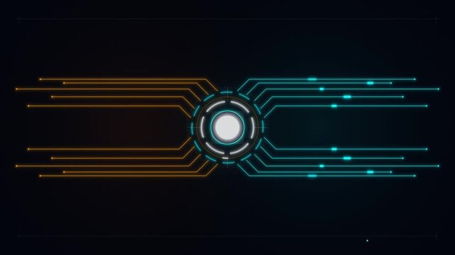 Futuristic digital circuit board with glowing core