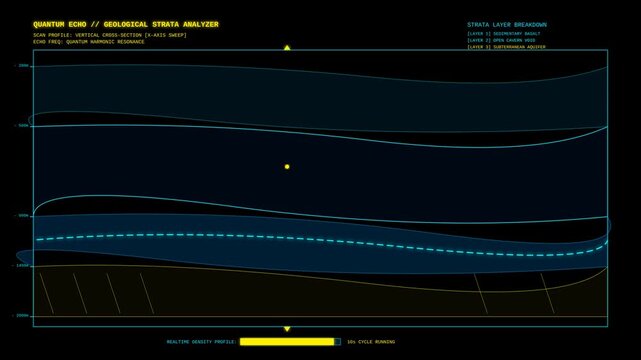 Futuristic Digital Geological Data Scanner Interface Showing Underground Earth Stratigraphy Layers
