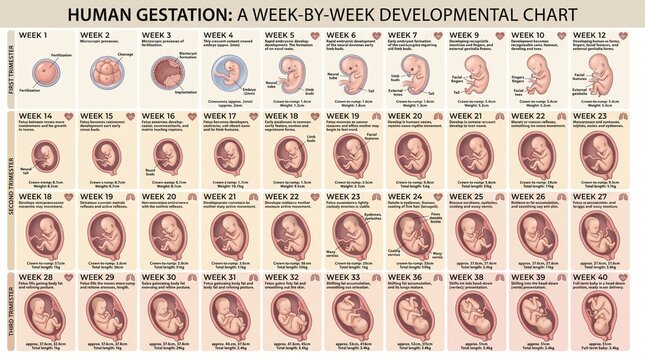 Human Fetal Development and Gestation Week by Week Chart