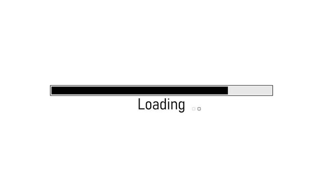 Simple loading bar and the word loading showing progress wait and system status animation