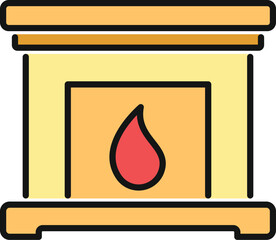 Fototapeta premium Fireplace icon with a red flame inside providing warmth and a cozy feeling