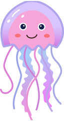 cute jelly fish cartoon illustration png isolated transparent background © defianatia design