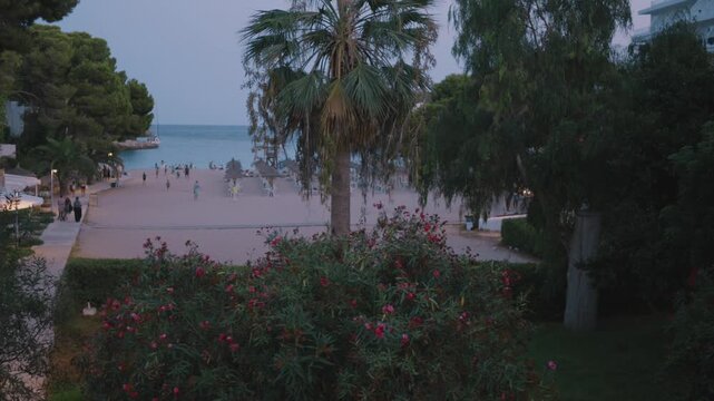 Cala Gran beach crowded with sunbathers, Mallorca
