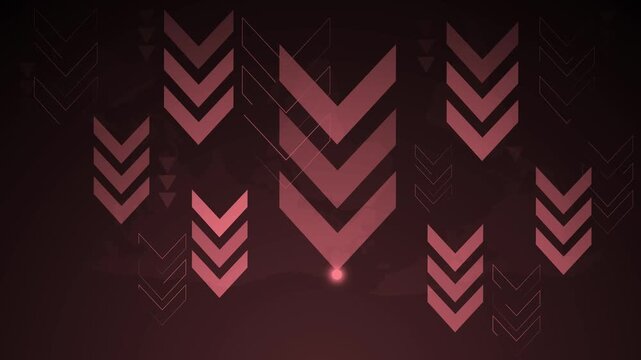 Abstract background with multiple chevron arrows and a glowing light point, representing direction progress and choice animation
