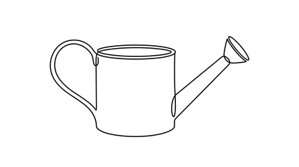 Continuous Line Art of a Watering Can Minimalist Garden Tool © Akhsan