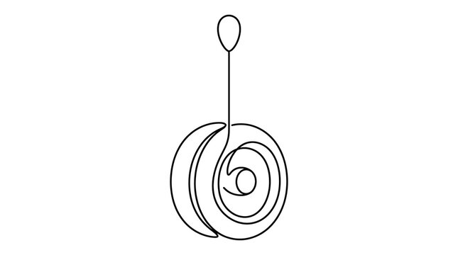 Continuous Line Art of a Yoyo Toy on White Background