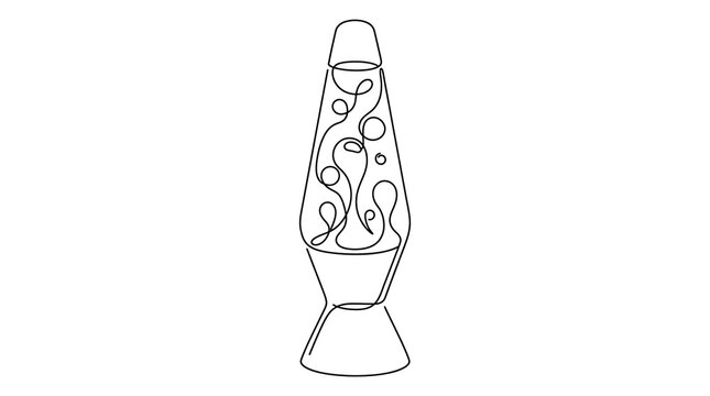 Continuous line drawing of a retro lava lamp with liquid bubbles