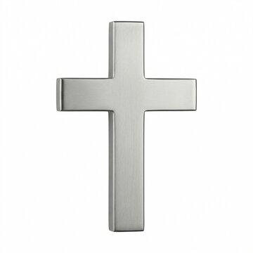 Silver Christian cross with modern design for religious decor  