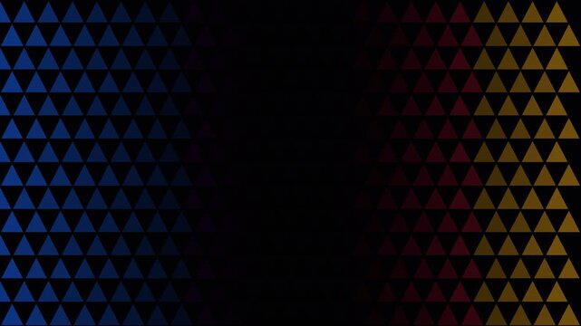 Gradient triangle pattern with blue and gold hues on a dark background