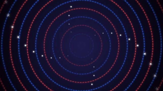 Abstract pixel art composition with concentric rings and sparkling stars