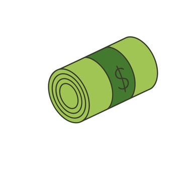 Rolled up money with dollar sign