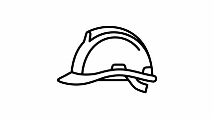 Fototapeta premium A minimal line art vector icon of an industrial hard hat safety helmet representing construction and workplace safety