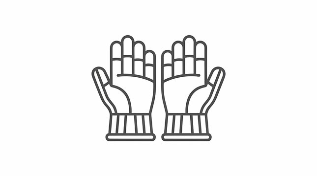A minimalist line art vector icon of a pair of protective work gloves representing safety gear and hand protection