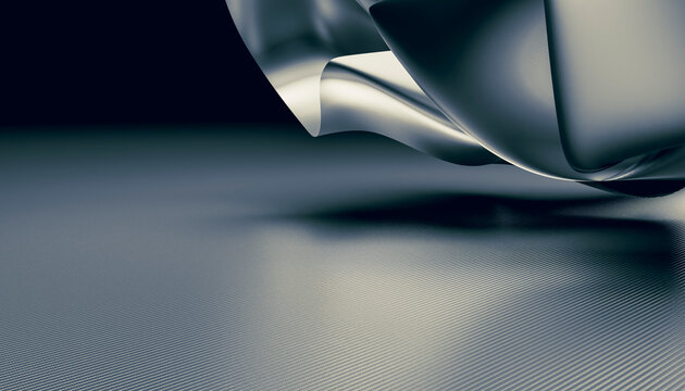 Close-up of metallic fabric with smooth reflective folds