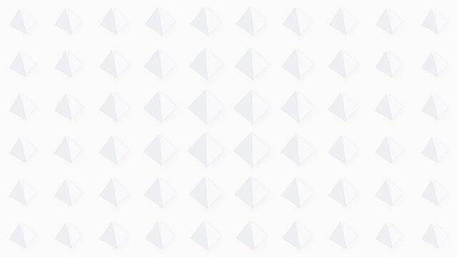 Minimalist repeating pattern of white geometric pyramids on a white backdrop
