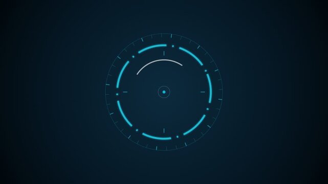 Minimalist blue digital circular interface design on a dark background