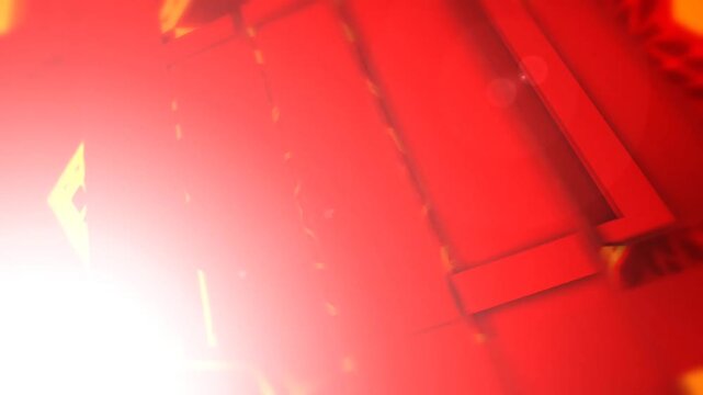 Abstract Red and Orange Geometric Star Tunnel Broadcast Intro with Chroma Key Green Screen Display Panel 