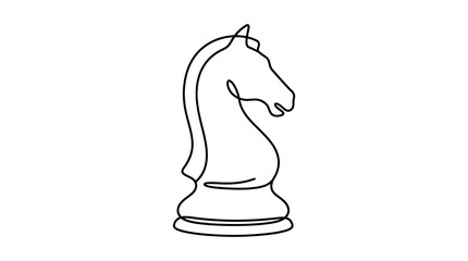 Minimalist Chess Knight Continuous One Line Drawing Art © Akhsan