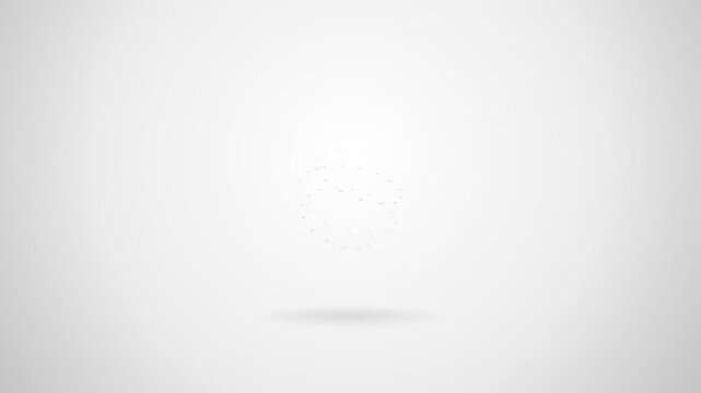 Minimalist abstract sphere formed by small white dots on light background