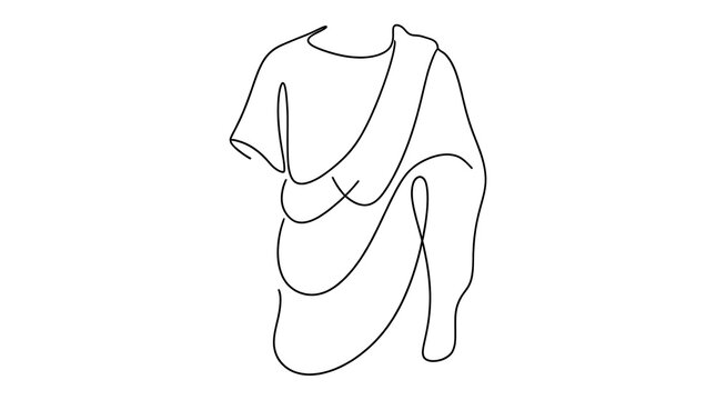 Minimalist Continuous Line Drawing of an Ancient Roman Toga