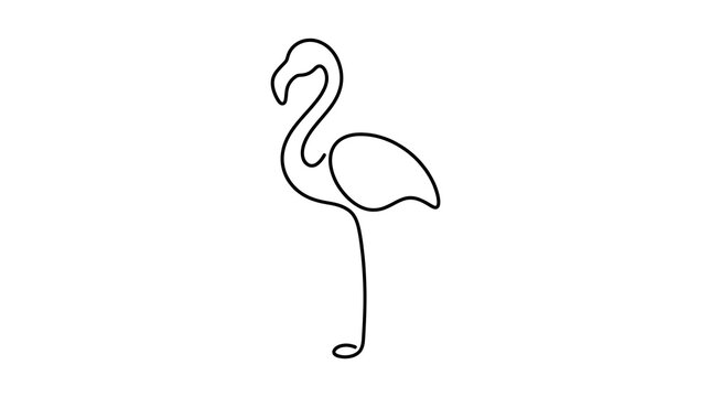 Minimalist Flamingo One Line Art Continuous Drawing Illustration