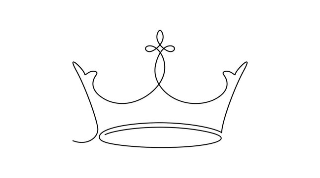 Minimalist Continuous One Line Drawing of a Royal Crown