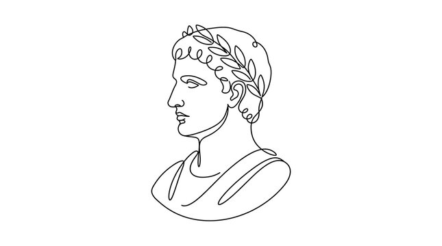 Minimalist Roman Emperor Bust Continuous Line Drawing Illustration