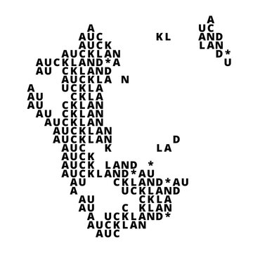 Symbol Map of the Unitary Authority Auckland (New Zealand) showing the area with the name of the province