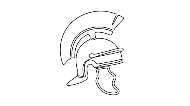 Spartan Helmet One Line Drawing Minimalist Vector Art