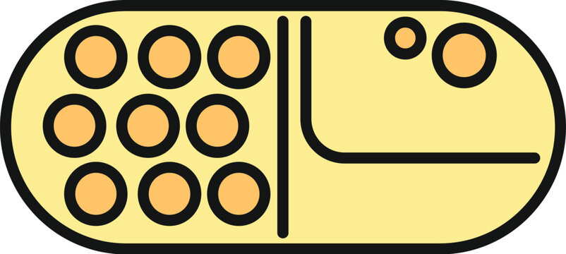 Yellow pill capsule with components representing health and pharmaceutical concepts