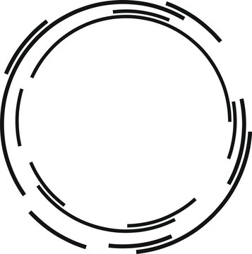 Abstract circular frame formed by dynamic black lines creating a sense of speed and technology