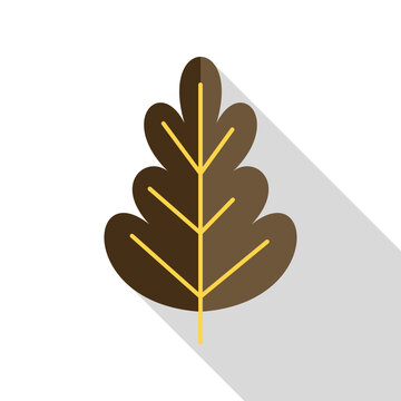 Brown leaf illustration with long shadow representing autumn season