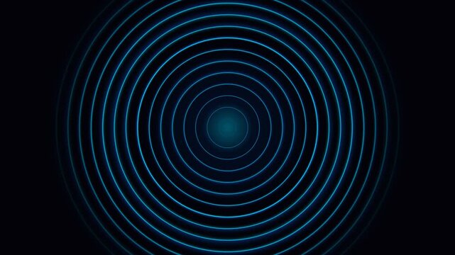 A vibrant digital abstract pattern featuring concentric circles on black